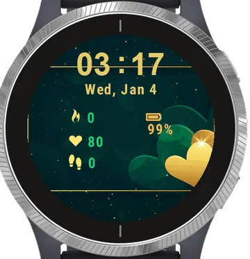 Shiny Golden Hearts Garmin watch face preview