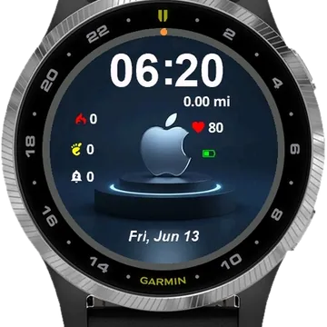 Silver Apple Garmin watch face preview