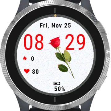 Single Beautiful Red Rose Garmin watch face preview