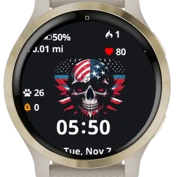 Skull American Garmin watch face preview