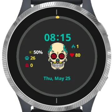 Skull Flowers Garmin watch face preview
