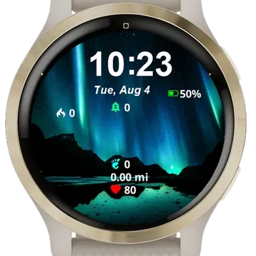Sky Green Blue Aurora Lights Garmin watch face preview