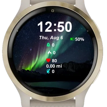 Sky Green Purple Aurora Garmin watch face preview