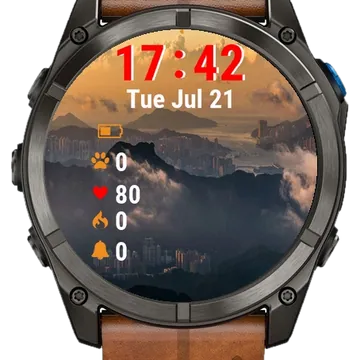 Sky Over City Mountains Garmin watch face preview