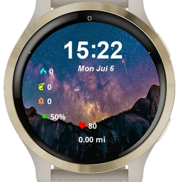 Sky Stars Above Mountain Range Garmin watch face preview