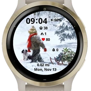 Sled on the snow Garmin watch face preview