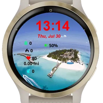 Small Island Middle Ocean Boat Garmin watch face preview