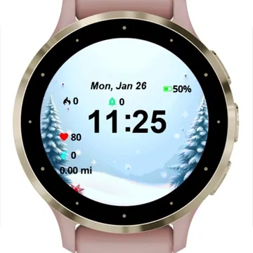 Snow Christmas Trees Garmin watch face preview