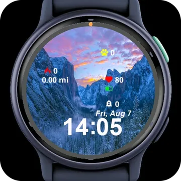 Snow Covered Mountain Valley Garmin watch face preview