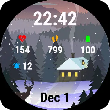 Snow Deer Garmin watch face preview