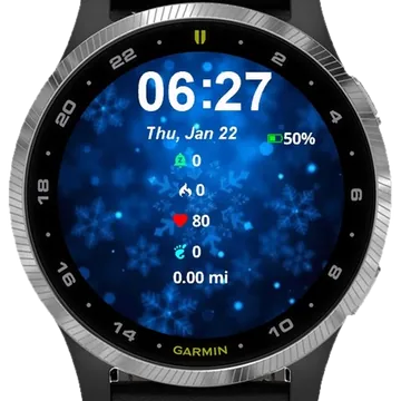 Snowflakes Dark Blue Garmin watch face preview