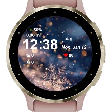 Snowflakes Snowy Garmin watch face preview