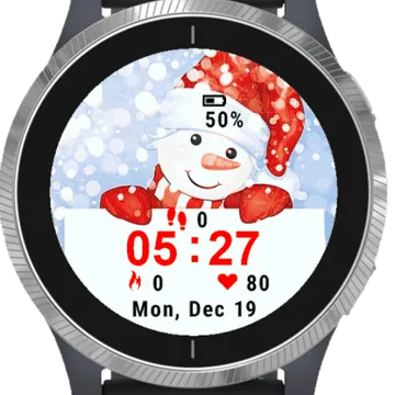 Snowman and Portrait Garmin watch face preview