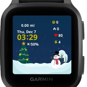Snowman and Tree Garmin watch face preview