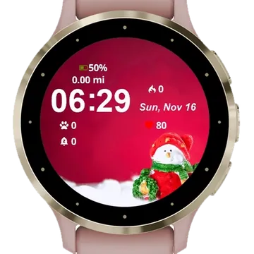 Snowman Background Garmin watch face preview