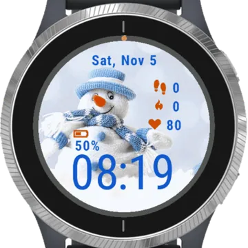 Snowman Blue Garmin watch face preview