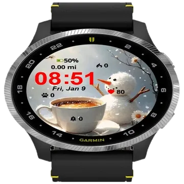 Snowman Cup Coffee Garmin watch face preview