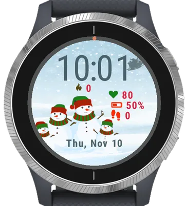 Snowman Family Garmin watch face preview