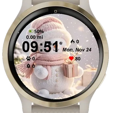 Snowman Gift His Hand Garmin watch face preview