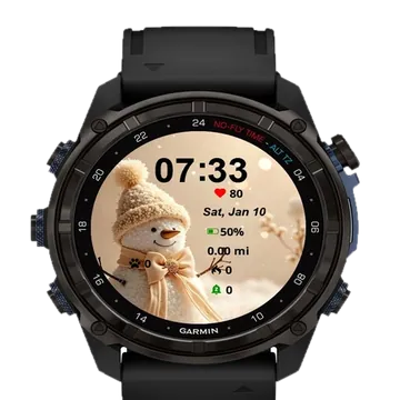 Snowman Scarf Hat Garmin watch face preview