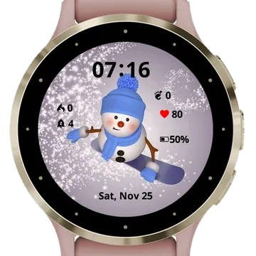 Snowman skateboard Garmin watch face preview