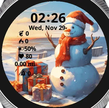 Snowman Smiling face Garmin watch face preview