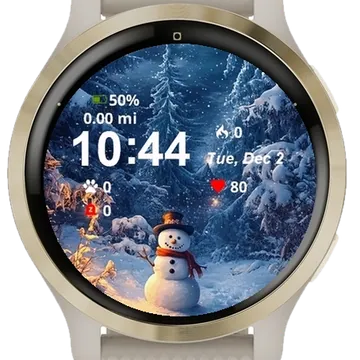 Snowman Snow Full Moon Garmin watch face preview