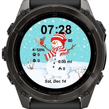 Snowman With Bird Garmin watch face preview
