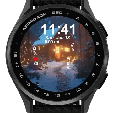 Snowy Cabin Christmas Garmin watch face preview