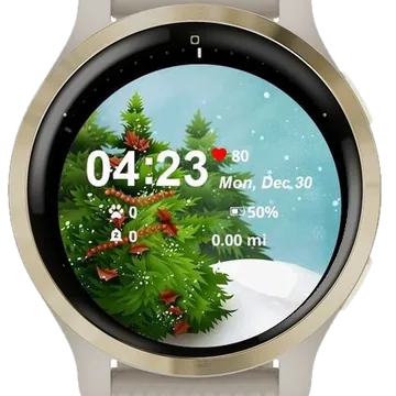 Snowy Christmas Tree Garmin watch face preview