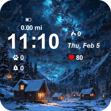 Snowy Night Cabin Starr Sky Garmin watch face preview