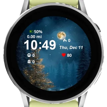 Snowy Night Full Moon Snowy Garmin watch face preview