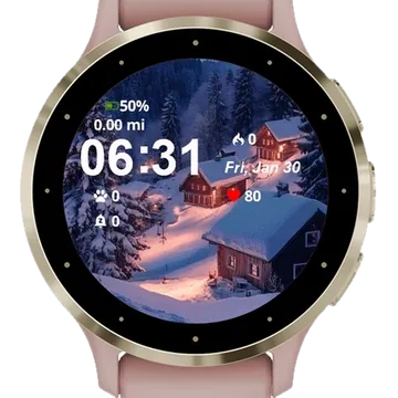 Snowy Night Full Moon Snowy Garmin watch face preview
