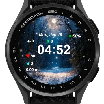 Snowy Night Path Garmin watch face preview