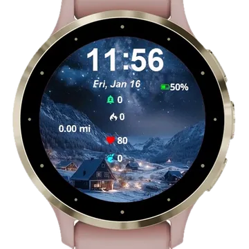 Snowy Night Starr Sky Above Garmin watch face preview