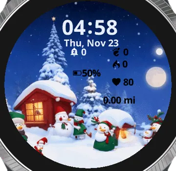 Snowy night Garmin watch face preview