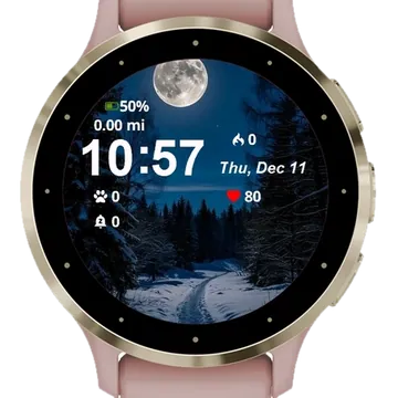 Snowy Path Leading To Full Garmin watch face preview