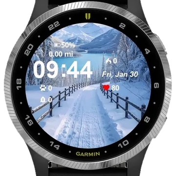 Snowy Path Leading To Lake Garmin watch face preview