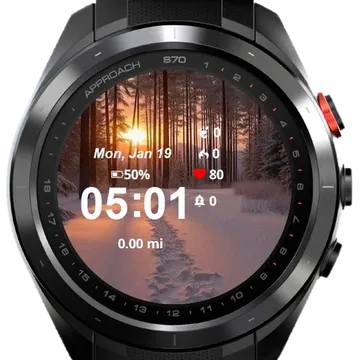 Snowy Path Lights Middle Garmin watch face preview