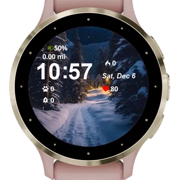 Snowy Road Full Moon Snowy Garmin watch face preview