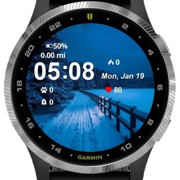 Snowy Road Middle Lake Garmin watch face preview