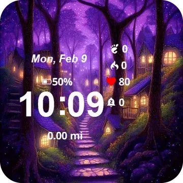 Snowy Scene Full Moon Garmin watch face preview