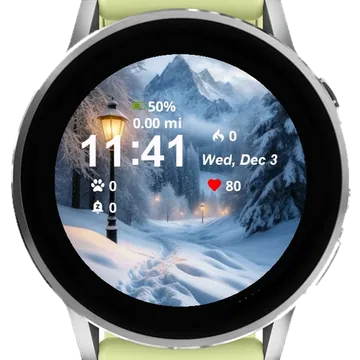 Snowy Scene Lamp Post Snowy Garmin watch face preview