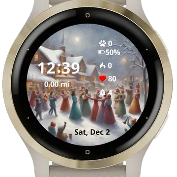 Snowy Serenade Celebration Garmin watch face preview