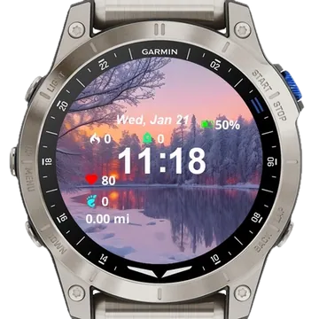 Snowy Sunrise Garmin watch face preview