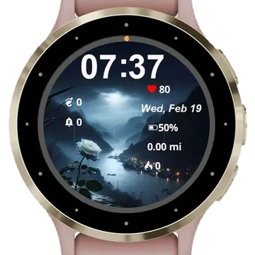 Solitary Bloom in the Night Garmin watch face preview