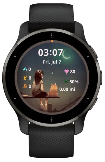 Song Cat and Girl Garmin watch face preview