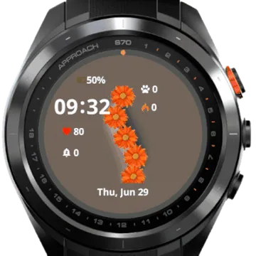 Spiral Flowers Garmin watch face preview