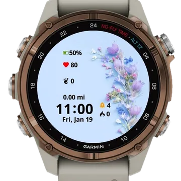 Spring Flowers on blue table Garmin watch face preview