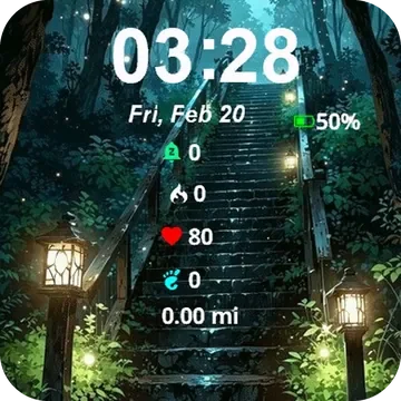 Stairway Woods Lanterns Garmin watch face preview